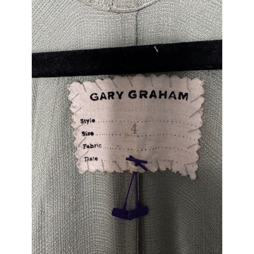 Gary Graham Sage Green Draped V-Neck Avant-Garde Cocoon Dress Size 4 - Picture 4 of 6